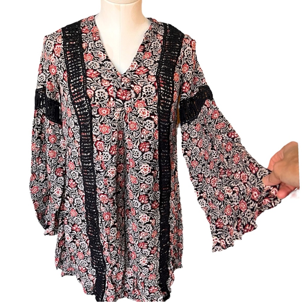 Knox Rose Boho Peasant Mini Dress XS